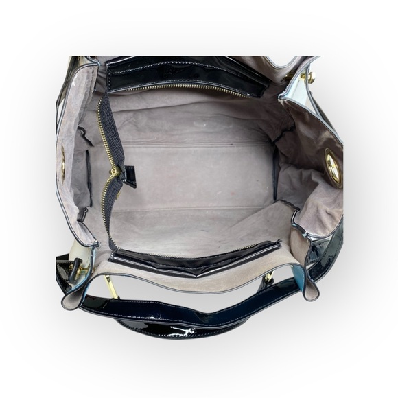 Nicole Lee ᯾ Striped Patchwork 'Have Fun' Satchel Handbag Bag ᯾ Vegan Leather ᯾ - Picture 14 of 16